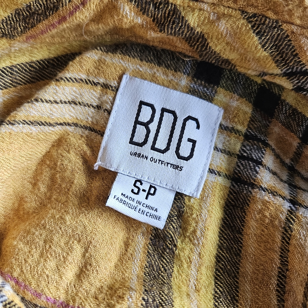 Urban Outfitters;BDG; yellow and black plaid flannel; size small